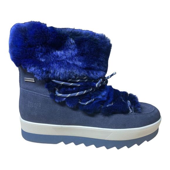 Cougar Vanity Vivian Blue Faux Fur Trim Winter Boots - Picture 3 of 11
